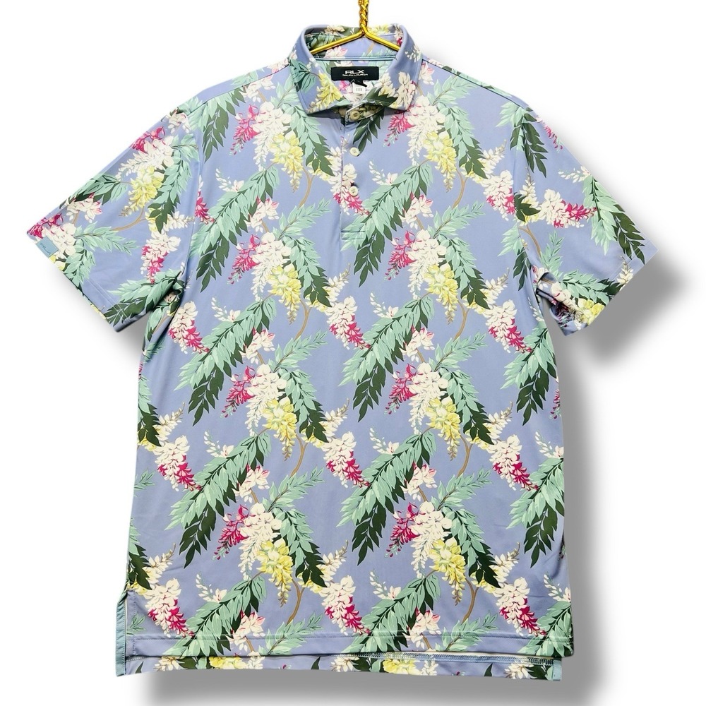 Ralph‎ Lauren RLX Golf Polo Shirt Floral Hawaiian Mens S Blue